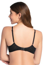 Load image into Gallery viewer, Amante Floral Romance Padded Wired Lace Bra - Black-Sea Pink 10301