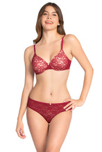 Load image into Gallery viewer, Amante Floral Romance Padded Wired Lace Bra - Rumba Red-Impatiens Pink 10301