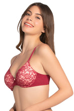 Load image into Gallery viewer, Amante Floral Romance Padded Wired Lace Bra - Rumba Red-Impatiens Pink 10301