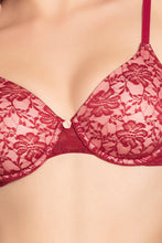 Load image into Gallery viewer, Amante Floral Romance Padded Wired Lace Bra - Rumba Red-Impatiens Pink 10301