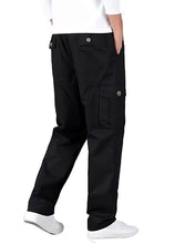 Load image into Gallery viewer, Romano nx Cotton Casual Cargo Track Pant for Men- Lower with Multi-Pockets & Side Zipper Pockets Black