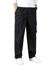 Load image into Gallery viewer, Romano nx Cotton Casual Cargo Track Pant for Men- Lower with Multi-Pockets & Side Zipper Pockets Black