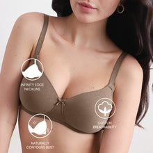 Load image into Gallery viewer, Wacoal BASICS Essentials2.0 Padded Non-wired 3/4th Cup Everyday Wear T-shirt Bra - Brown BI03M02