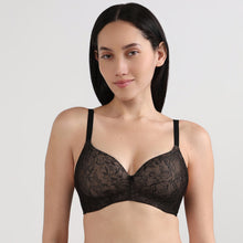 Load image into Gallery viewer, Wacoal Women’s BASICS Zoe Lace Padded Non-wired 3/4th Cup Everyday Wear Comfort Fit T-shirt Bra-Black BI03P03