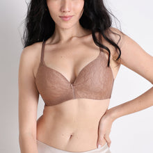 Load image into Gallery viewer, Wacoal Women’s BASICS Zoe Lace Padded Non-wired 3/4th Cup Everyday Wear Comfort Fit T-shirt Bra-Brown BI03P03