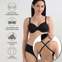 Load image into Gallery viewer, Wacoal Women’s Backless Multiway Padded Wired Full Cup Detachable Straps Party Wear T-shirt Bra-Black BI05A03