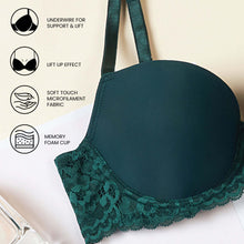 Load image into Gallery viewer, Wacoal Balcony & Beyond Padded Wired Half Cup Everyday Wear Smooth Finish Fashion Bra - Dark Green BI05B02