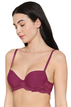 Load image into Gallery viewer, Wacoal Balcony & Beyond Padded Wired Half Cup Everyday Wear Smooth Finish Fashion Bra -Wine BI05B02