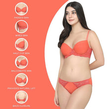 Load image into Gallery viewer, Wacoal Balcony & Beyond Padded Wired Half Cup Everyday Wear Smooth Finish Fashion Bra - Orange BI05B02