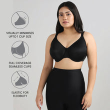 Load image into Gallery viewer, Wacoal Pixie 2.0 Non Padded Wired Full Cup Everyday Wear Plus Size Full Support Minimizer Bra - Black BI05D04