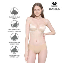 Load image into Gallery viewer, Wacoal Playful Love Padded Wired Demi Cup Plunge Neck Party Wear Level 3 Push-up Bra - Beige BI05F01