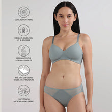 Load image into Gallery viewer, Wacoal Cool Comfort Padded Non-wired 3/4th Cup Everyday Wear T-shirt Bra-Grey BI05H03
