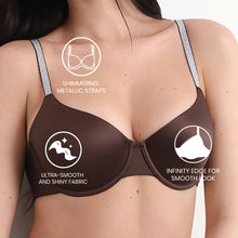 Load image into Gallery viewer, Wacoal Women’s Stellar Padded Wired 3/4th Cup Shimmer Straps Party Wear T-shirt Bra-Brown BI05I02
