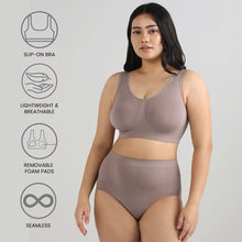 Load image into Gallery viewer, Wacoal BASICS Firm Fit Padded Non-wired Full Cup Everyday Wear Seamless Slip-on Bralette-Brown BI06A01