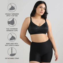 Load image into Gallery viewer, Wacoal Curvy Confidence Non-Padded Non-Wired Full Cup Plus Size Minimizer Bra - Black BI07A01