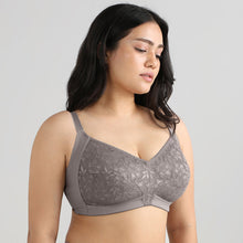 Load image into Gallery viewer, Wacoal BASICS Grace Non Padded Non-Wired Full Cup Soft Lace Plus Size Full Support Bra-Grey BI07B01