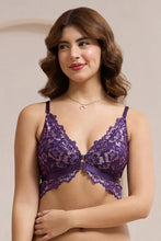 Load image into Gallery viewer, Amante Femme Lace Padded Non-Wired Demi Bra - Blackberry Cordial 06001