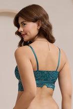 Load image into Gallery viewer, Amante Femme Lace Padded Non-Wired Demi Bra - Green Heron 06001