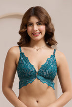 Load image into Gallery viewer, Amante Femme Lace Padded Non-Wired Demi Bra - Green Heron 06001