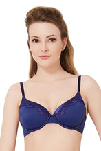 Load image into Gallery viewer, Amante Lacy Edge Padded Wired Bra - Ink 10104