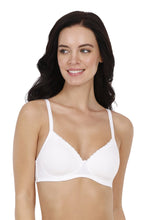 Load image into Gallery viewer, Amante Cotton Casuals Padded Non-Wired Printed T-Shirt Bra - White 10202