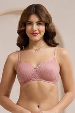 Load image into Gallery viewer, Amante Floral Romance Padded Non-Wired Lace Bra - Ash Rose 10306