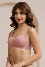 Load image into Gallery viewer, Amante Floral Romance Padded Non-Wired Lace Bra - Ash Rose 10306