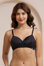 Load image into Gallery viewer, Amante Glimmer Lace Padded Non-Wired T-Shirt Bra - Black 111901