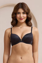 Load image into Gallery viewer, Amante Glimmer Padded Wired Push-Up Bra - Black 112201