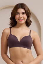 Load image into Gallery viewer, Amante Bared Plunge Padded Non-Wired Bra - Fudge 114201