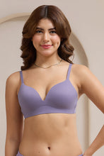 Load image into Gallery viewer, Amante Bared Plunge Padded Non-Wired Bra - Purple Sage 114201