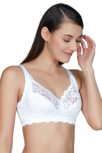 Load image into Gallery viewer, Amante Non-Padded Non-Wired Full Cover Cotton Lace Support Bra - White 75101