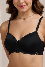 Load image into Gallery viewer, Amante Lace Elegance Padded Non-Wired Bra - Black 87701