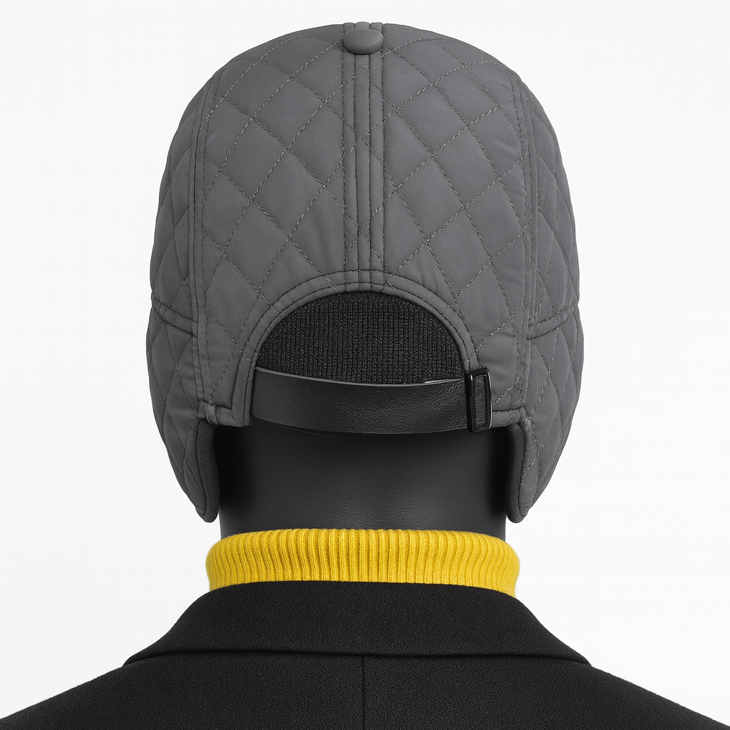 Romano nx Quilted Grey Winter Cap with Ear Flaps for Men & Women