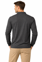 Load image into Gallery viewer, Romano nx Men's 100% Cotton Long Sleeve Regular Fit Polo T-Shirt Black Melange
