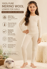 Load image into Gallery viewer, Monte Carlo 100% Pure Merino Wool Machine Washable Thermal Lower for Girls Off White