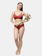 Load image into Gallery viewer, Sonari Bridal Non Padded Medium Coverage Wirefree Lace Lingerie Set with Low Rise Panty – DEENA