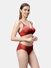 Load image into Gallery viewer, Sonari Bridal Non Padded Medium Coverage Wirefree Lace Lingerie Set with Low Rise Panty – DEENA