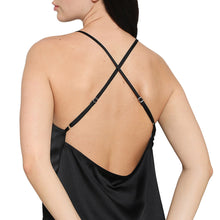 Load image into Gallery viewer, Wacoal Women’s Camisole Mid Length Shiny Finish Strappy Bridal Wear Satin Camisole-Black DI10A02