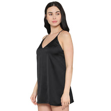Load image into Gallery viewer, Wacoal Women’s Camisole Mid Length Shiny Finish Strappy Bridal Wear Satin Camisole-Black DI10A02