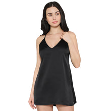 Load image into Gallery viewer, Wacoal Women’s Camisole Mid Length Shiny Finish Strappy Bridal Wear Satin Camisole-Black DI10A02