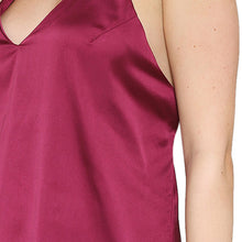 Load image into Gallery viewer, Wacoal Women’s Camisole Mid Length Shiny Finish Strappy Bridal Wear Satin Camisole-Burgandy DI10A02