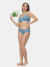Load image into Gallery viewer, Sonari Non Padded Medium Coverage Nylon Spandex Bridal Lingerie Set with Mid Rise Panty – DONA