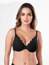 Load image into Gallery viewer, Sonari Padded Wired Lace Balconette Plunge Bra with Detachable Straps and U-Back – EMILY