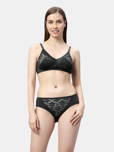 Load image into Gallery viewer, Sonari Non Padded Medium Coverage Wirefree Jacquard Lace Bridal Lingerie Set with Low Rise Panty – ERTICA