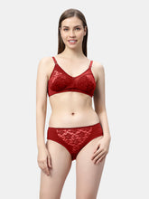 Load image into Gallery viewer, Sonari Non Padded Medium Coverage Wirefree Jacquard Lace Bridal Lingerie Set with Low Rise Panty – ERTICA