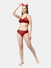 Load image into Gallery viewer, Sonari Non Padded Medium Coverage Wirefree Jacquard Lace Bridal Lingerie Set with Low Rise Panty – ERTICA