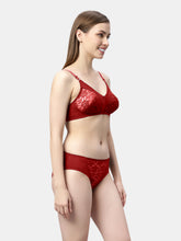 Load image into Gallery viewer, Sonari Non Padded Medium Coverage Wirefree Jacquard Lace Bridal Lingerie Set with Low Rise Panty – ERTICA