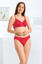 Load image into Gallery viewer, Amante every de Lace Contour Non-Padded Non-Wired Full Cover Bra - Crimson