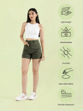 Load image into Gallery viewer, Go Colors Olive Green Cotton Twill Shorts
